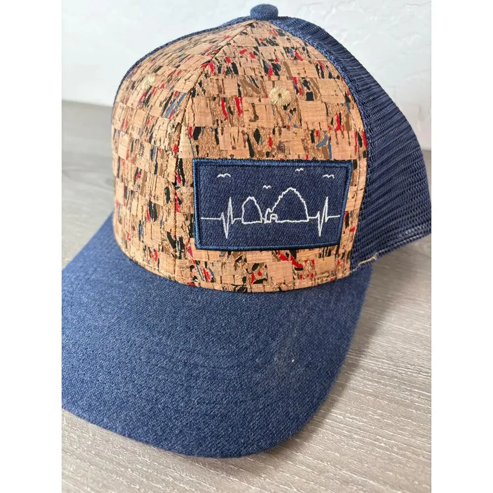 The Heartbeat Brand/ Merrell‎ Cabo Blue Brown Cork Men's Trucker Hat- EUC
